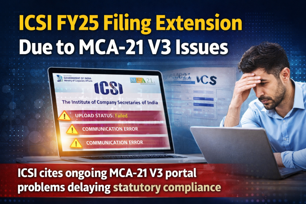 ICSI FY25 Filing Extension: ICSI Flags MCA-21 V3 Technical Issue