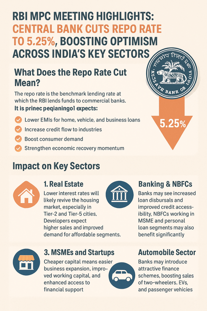 RBI Policy Update: Repo Rate Reduced to 5.25%