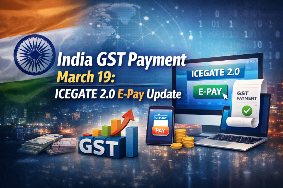 India GST Payment March 19: ICEGATE E-Pay Update Advisory